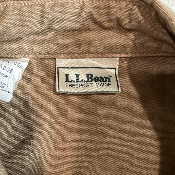 L.L. Bean Large Made in USA Vintage Duck Camo Canvas Khaki Shirt Workwear EUC - Picture 3 of 14